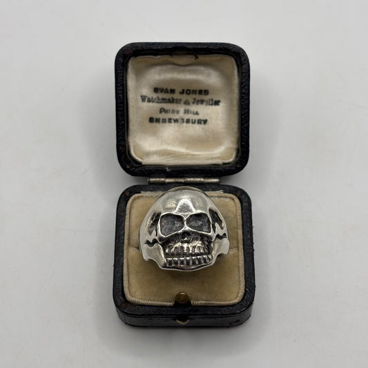 Silver Chunky Skull Ring With Moving Jaw
