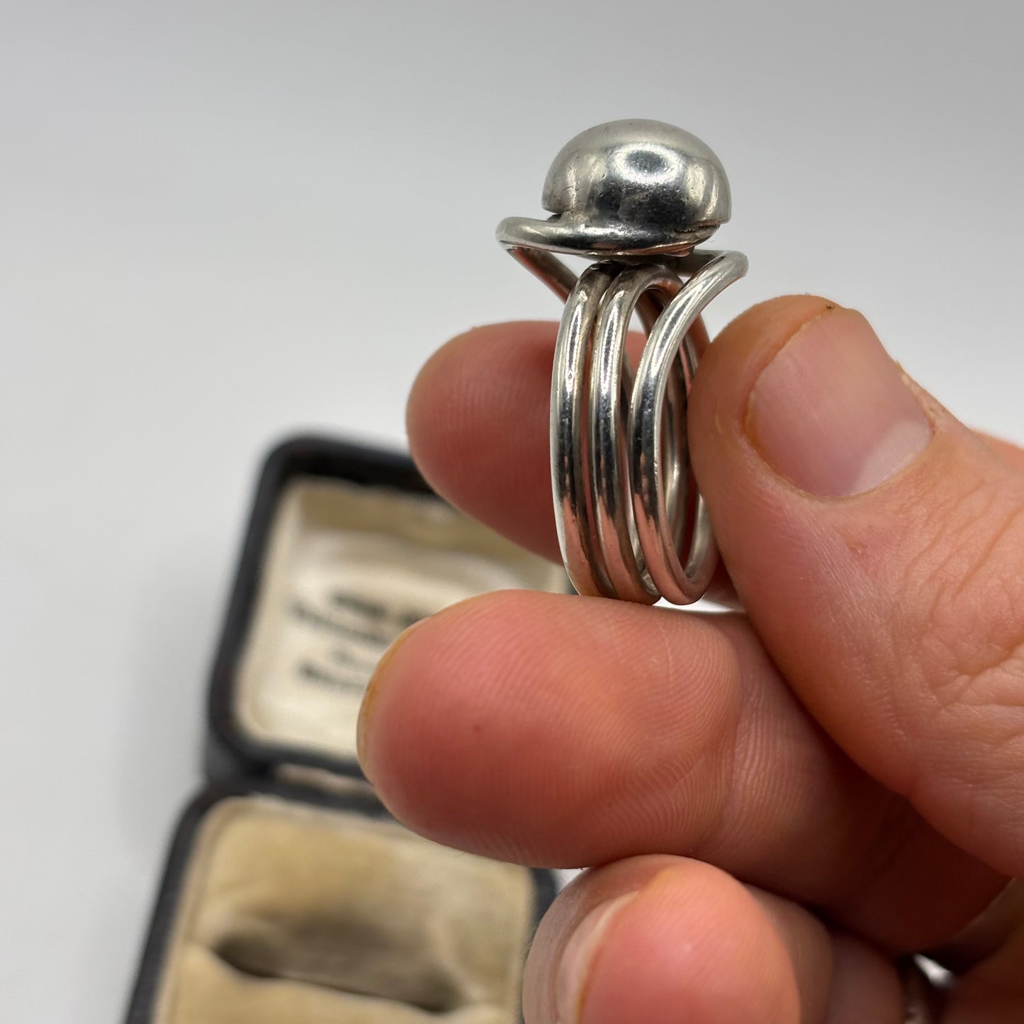 Silver Abstract Ball Ring