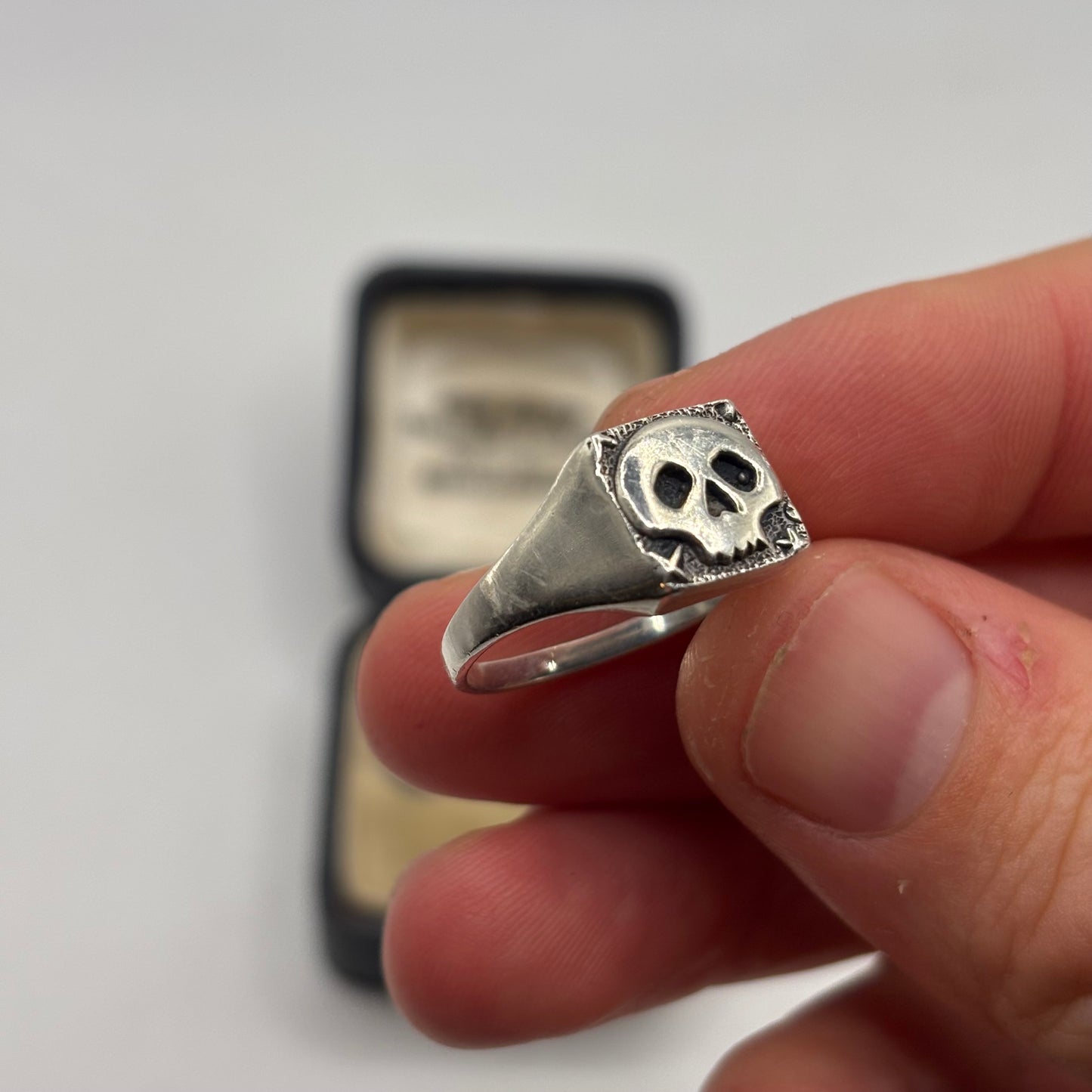 Silver Skull Signet Ring