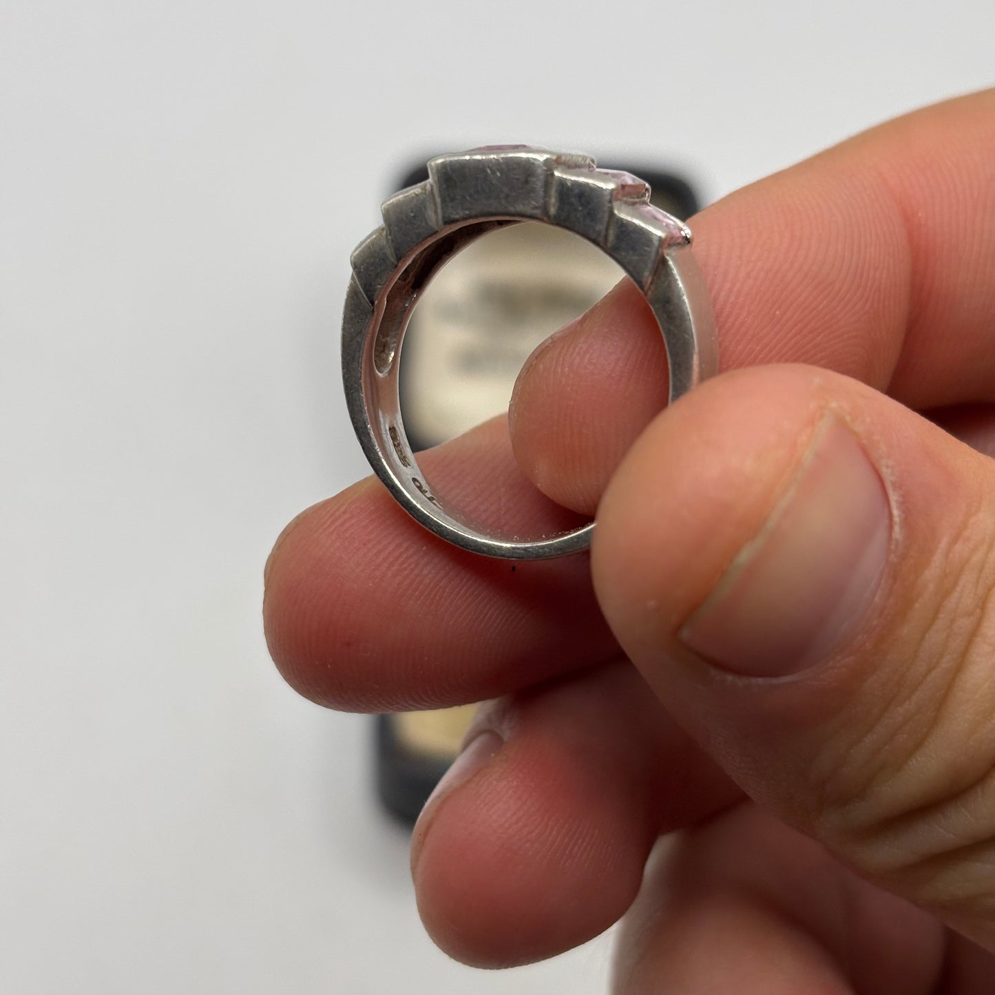 Silver Pink Cubic Zirconia Ring