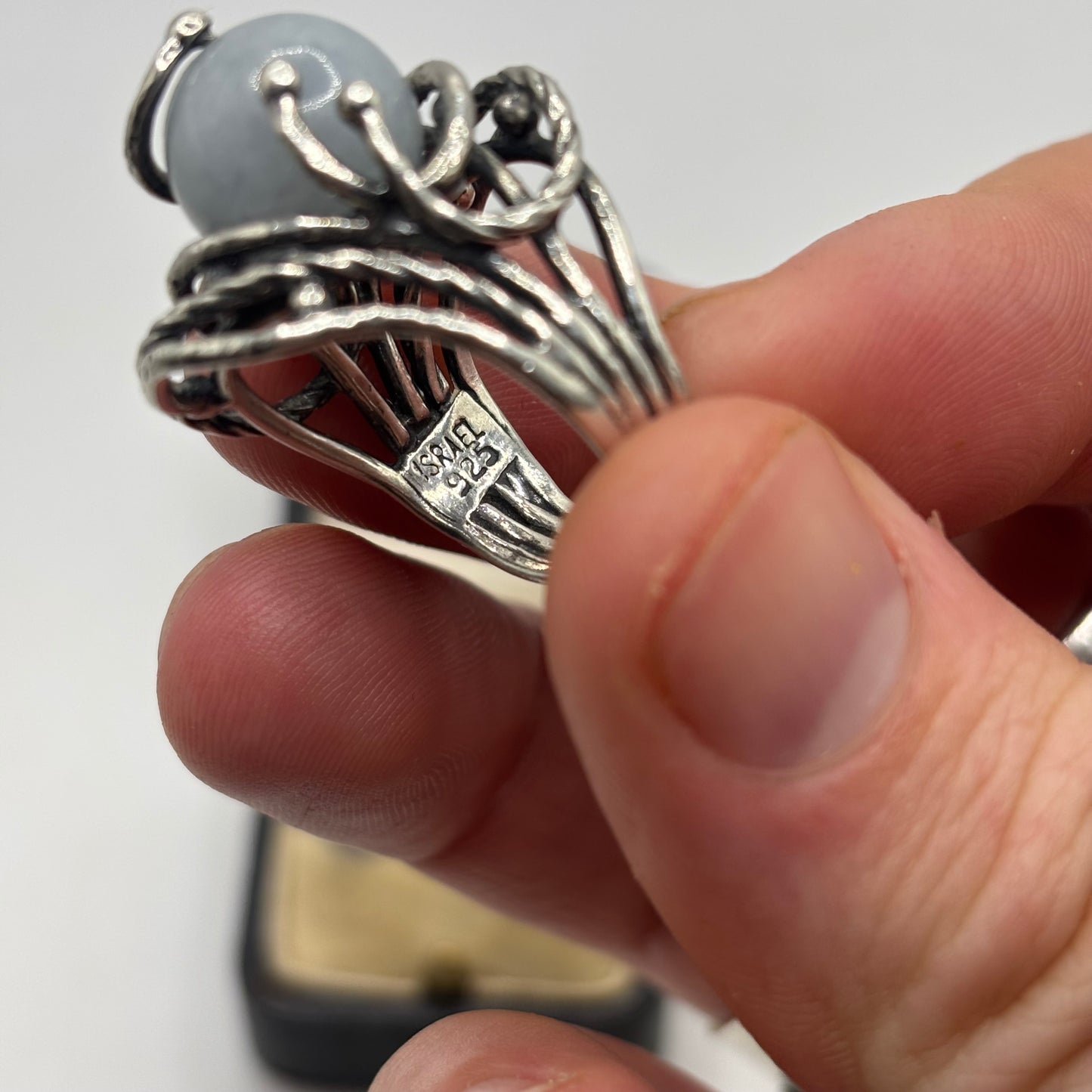 Silver Or Paz Jade Ring (O)