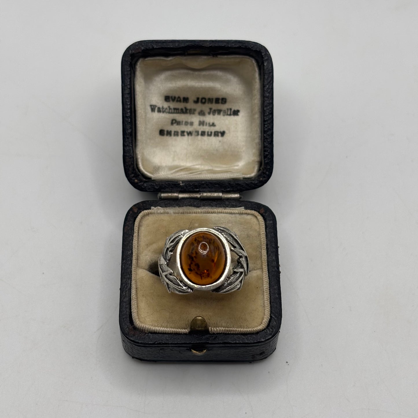 Silver Amber Ring
