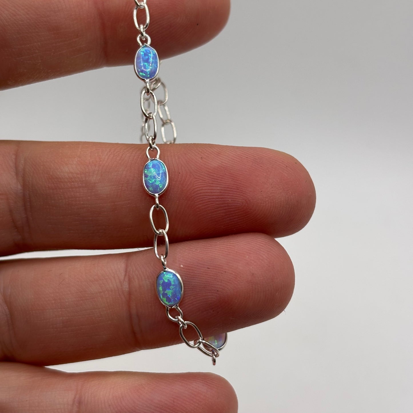 Silver Opal Bracelet 5.5” -8”