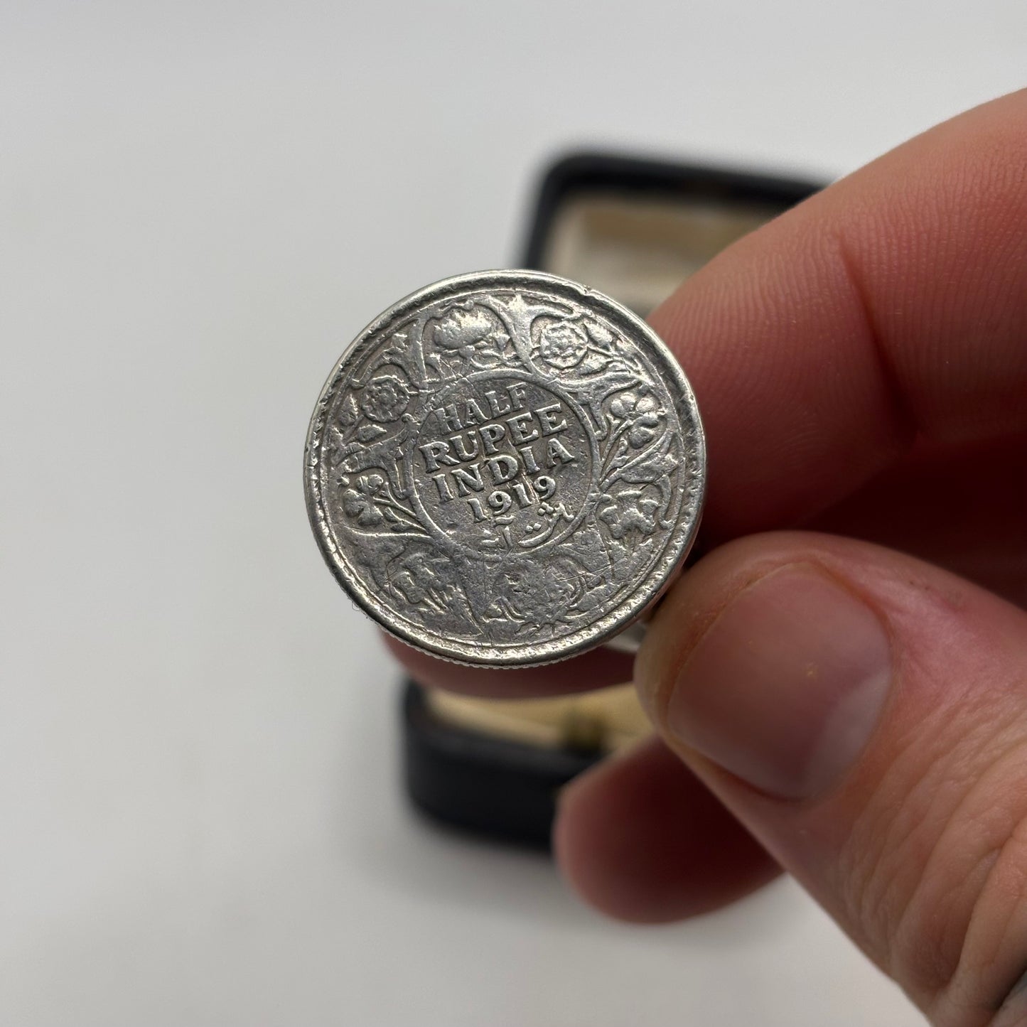 Silver Rare 1919 Half Rupee Coin Ring (T)