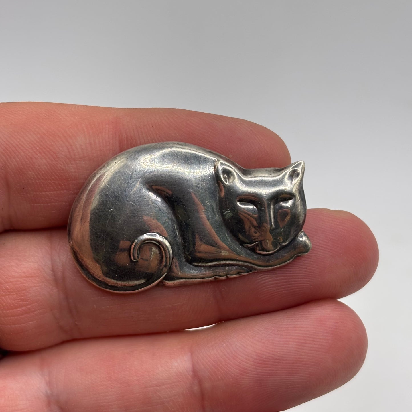 Silver Cat Brooch
