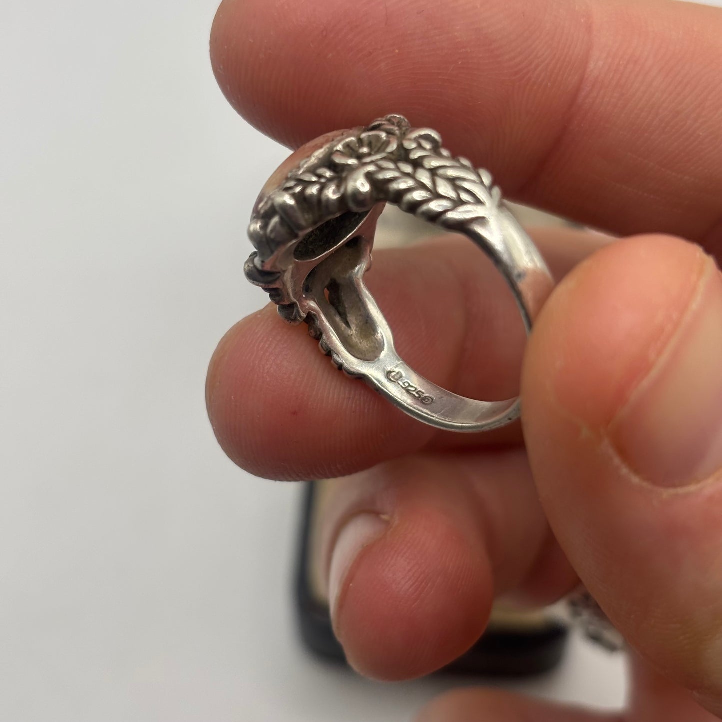 Silver Carolyn Pollack Pink Rhodochrosite Ring