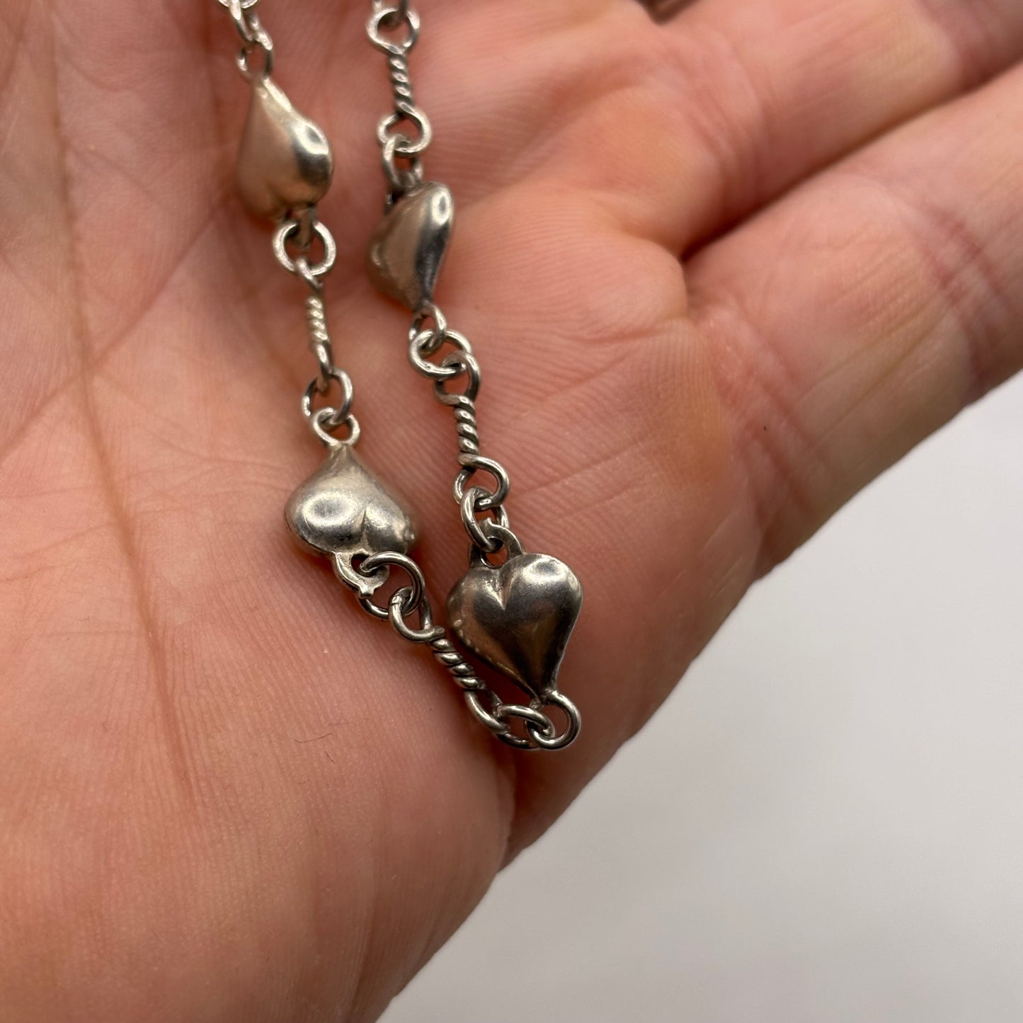 Silver 16” Heart Link Necklace