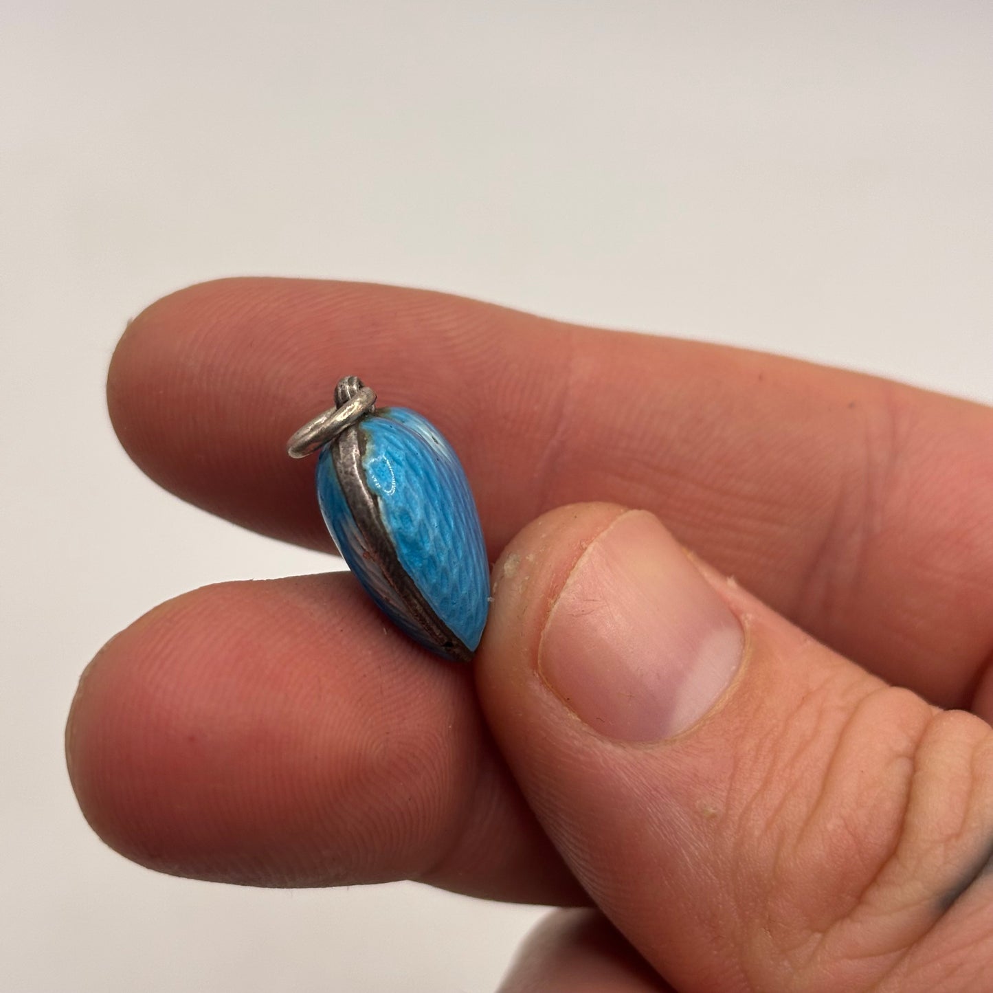 Silver Blue Enamel Heart Pendant