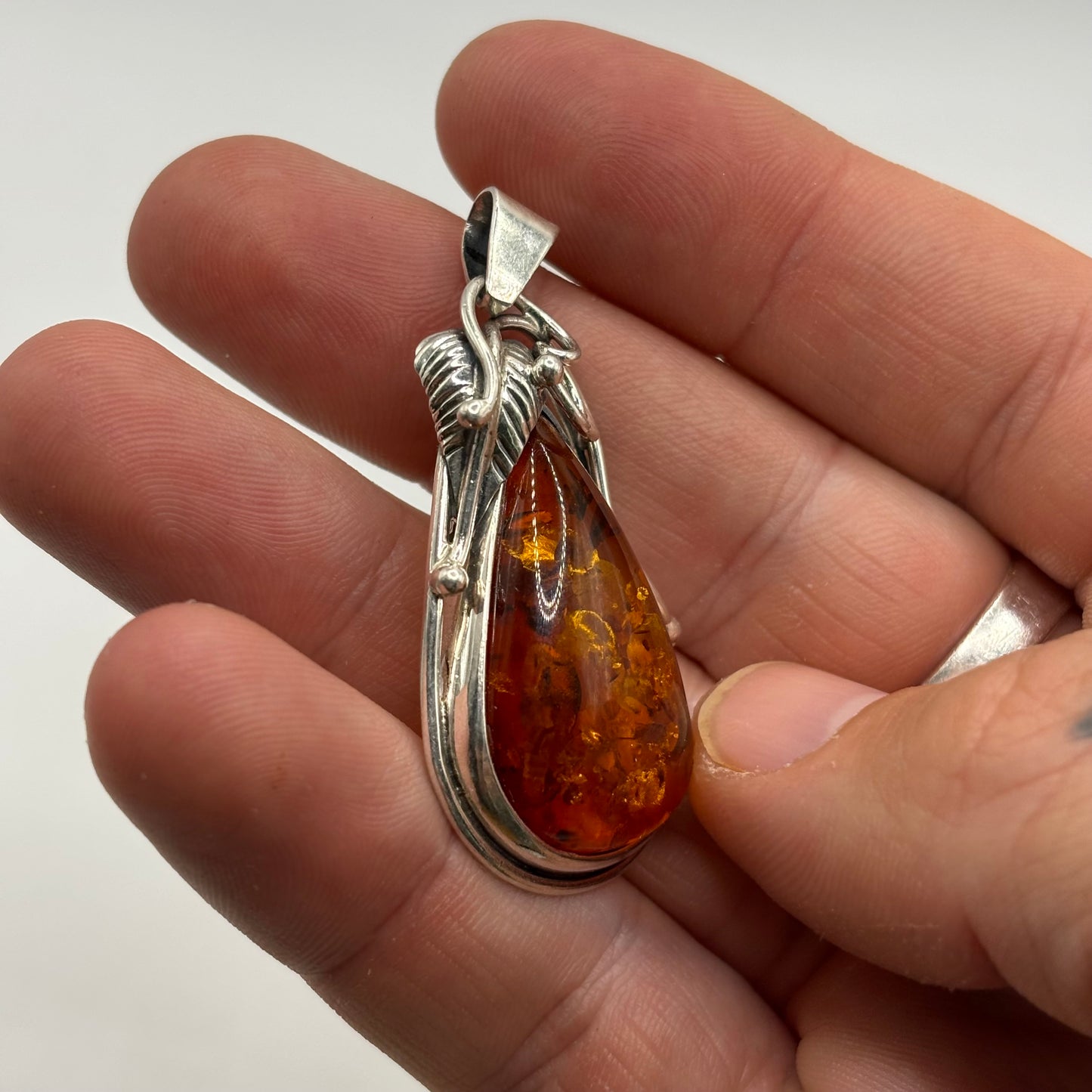 Silver Amber Pendant
