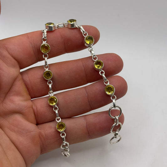 Silver 7.5”-8.5” Citrine Bracelet