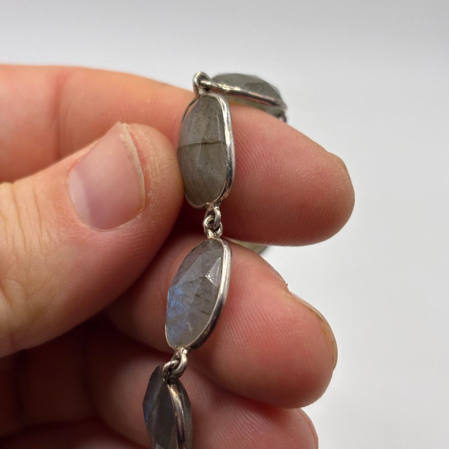 Silver 6”-8” Labradorite Bracelet