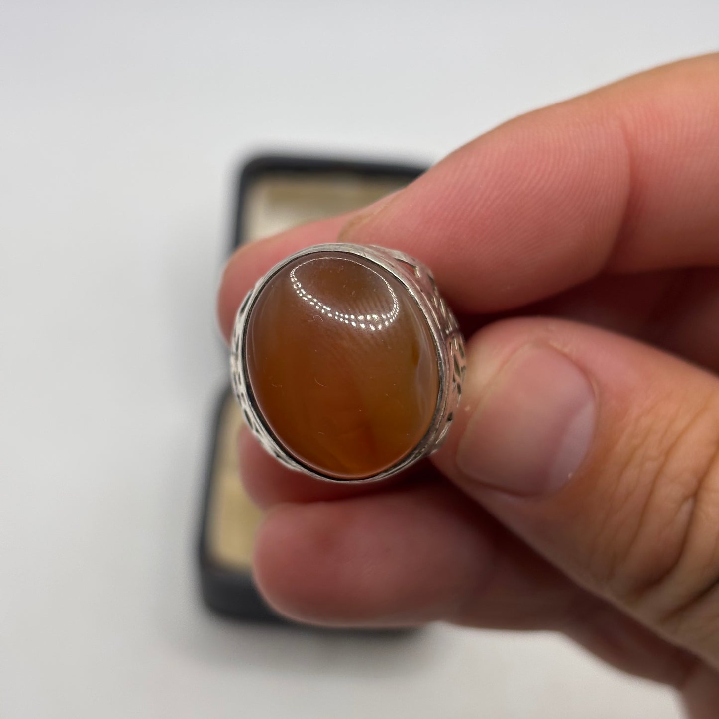 Silver Agate Signet Ring (T)