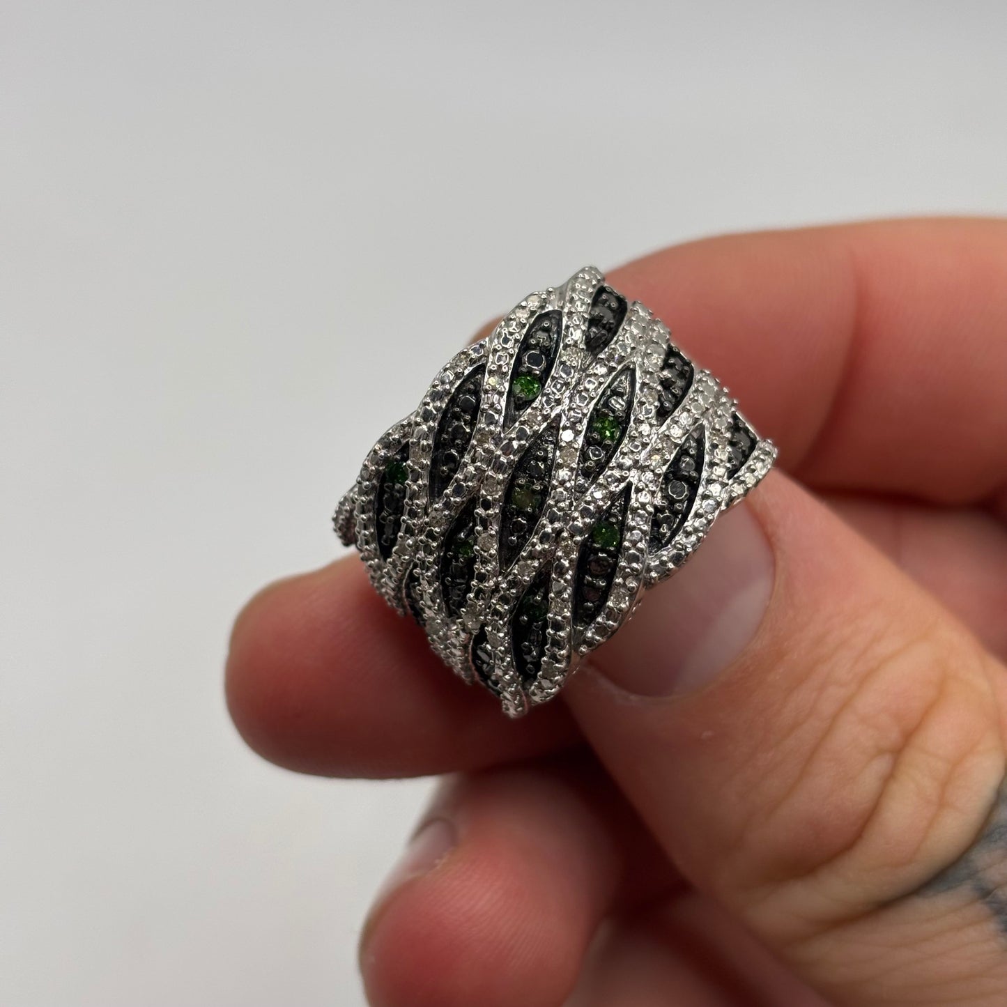 Silver Black & White CZ Ring