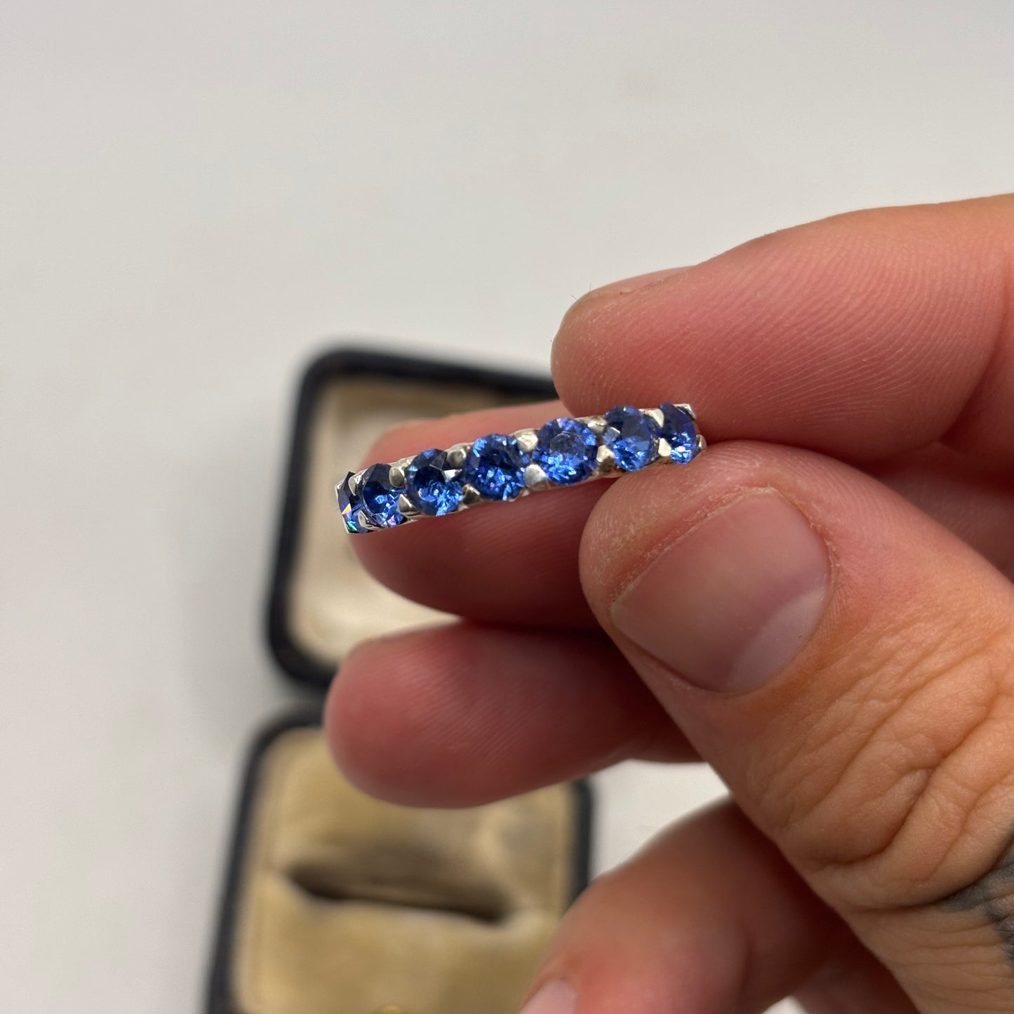 Silver Blue Stoned Ring (S 1/2)