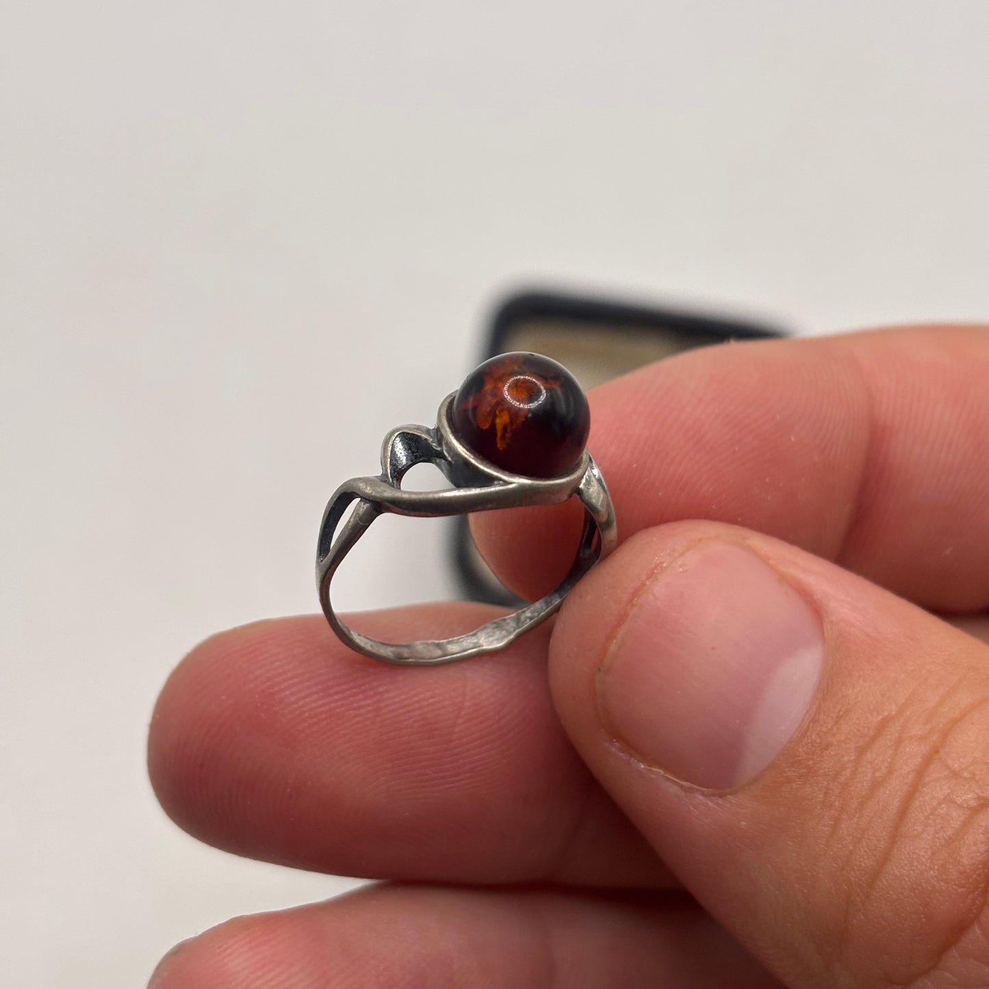 Silver Amber Ring (M)
