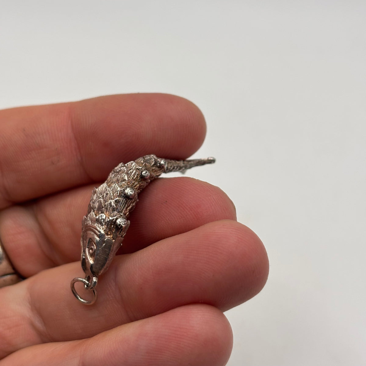 Silver Vintage Articulated Fish Pendant