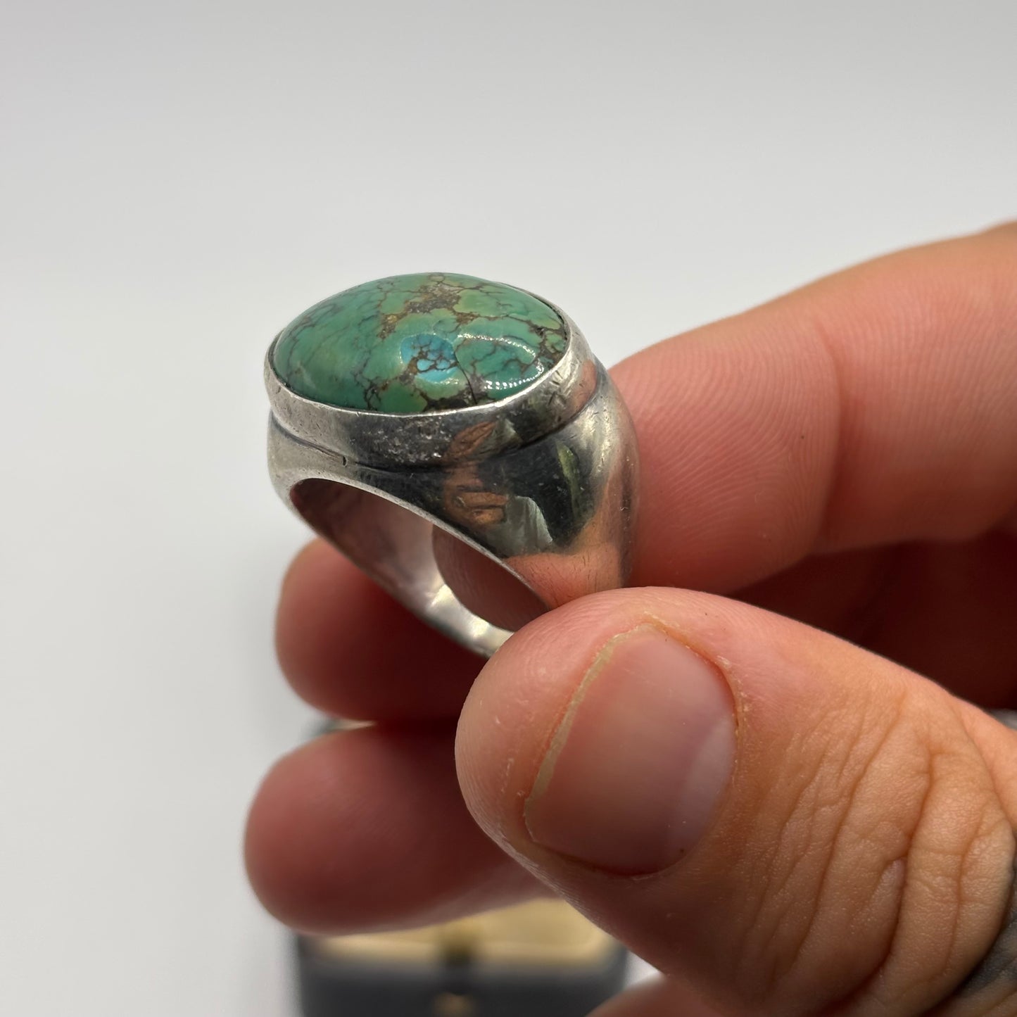 Silver Heavy Turquoise Ring (Q)