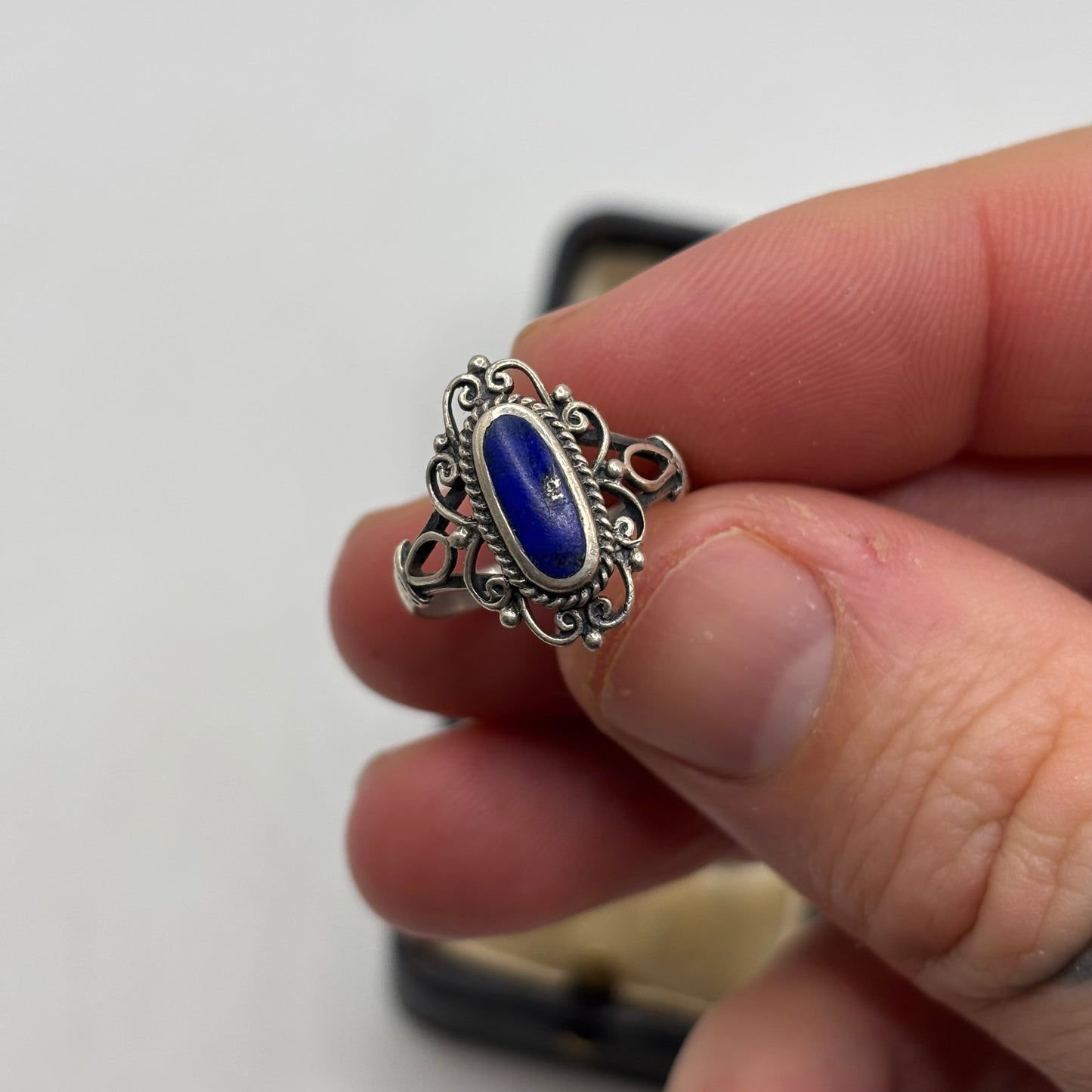 Silver Lapis Ring (L)