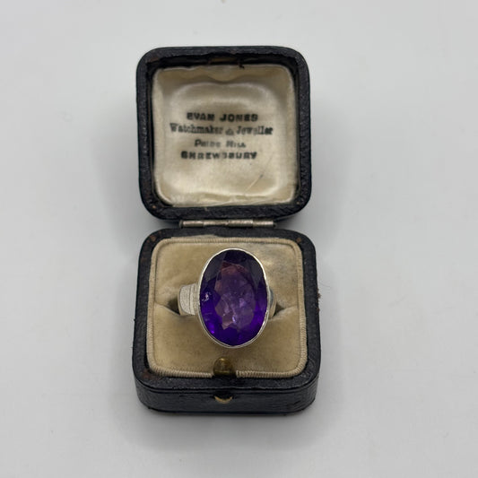 Silver Amethyst Chunky Ring (O)