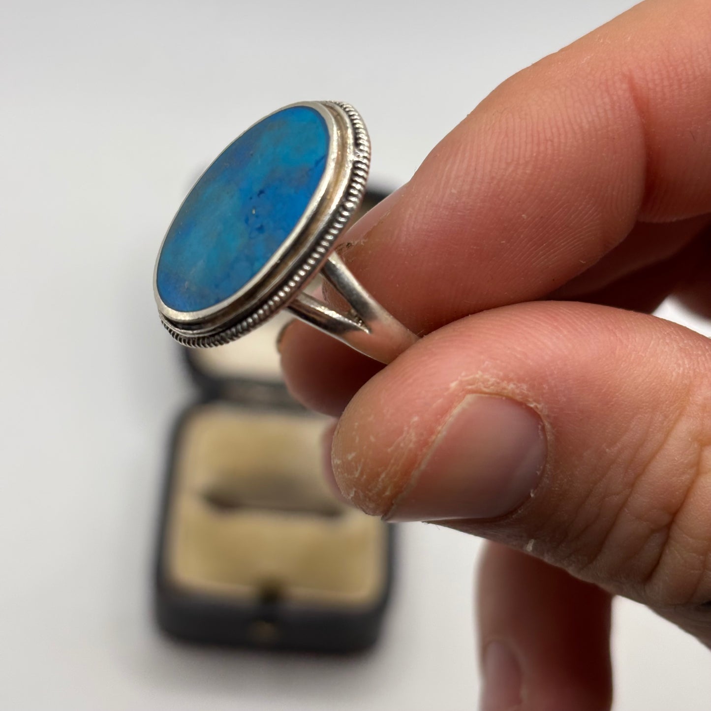 Silver Turquoise Oval Ring