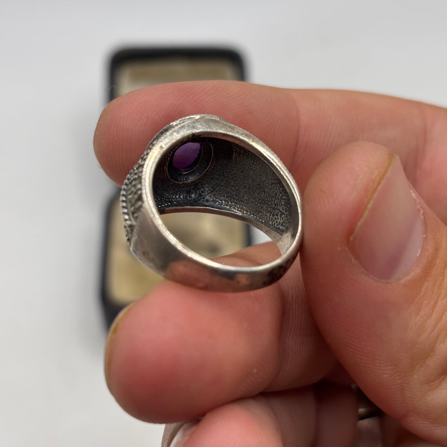 Silver Amethyst & Marcasite Ring (P)