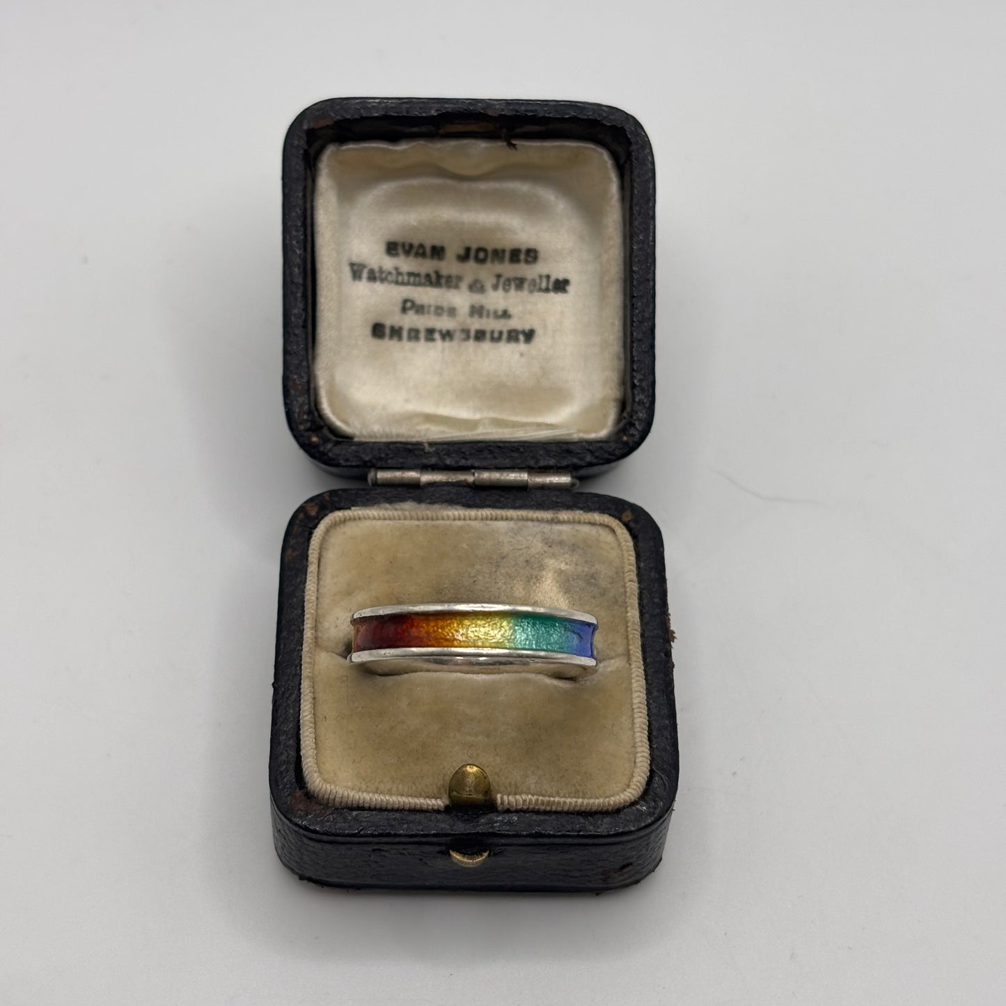 Silver Enamel Rainbow Ring (T)