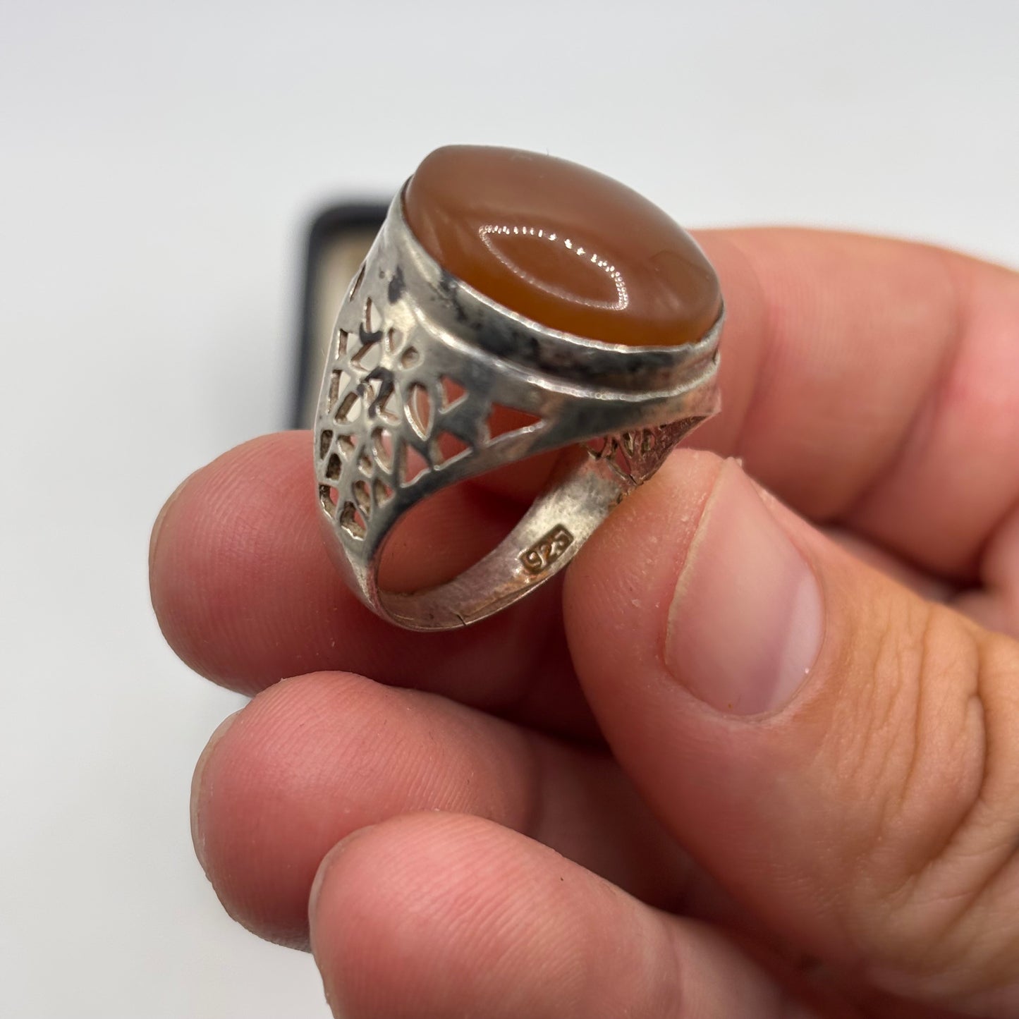 Silver Agate Signet Ring (T)