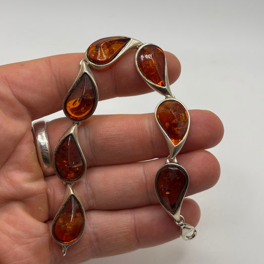 Silver 7” Amber Bracelet