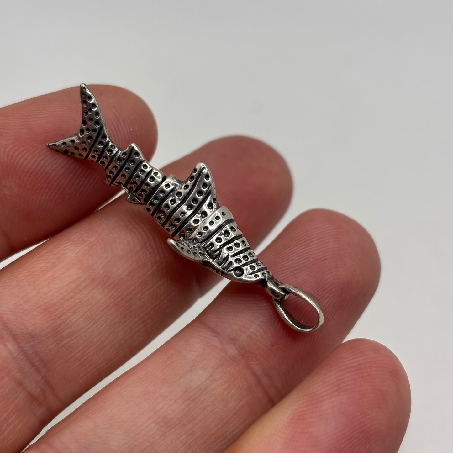 Silver Anatomical Shark Pendant