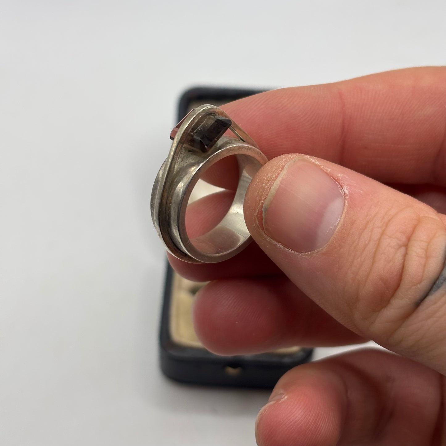 Silver Heavy Smokey Quartz Ring