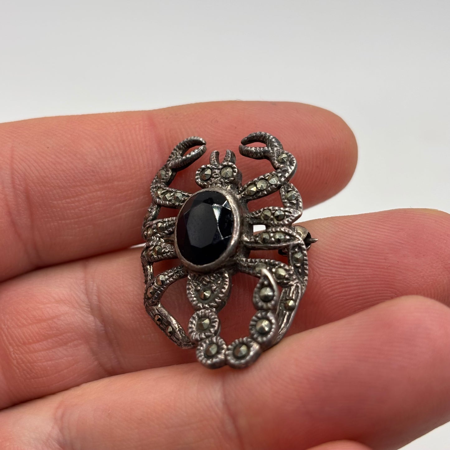 Silver Sapphire & Marcasite Scorpion Brooch & Pendant