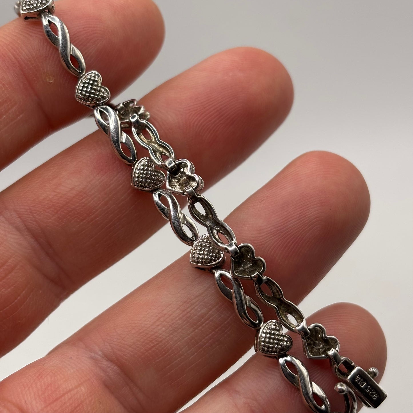 Silver 7” Heart Link Bracelet