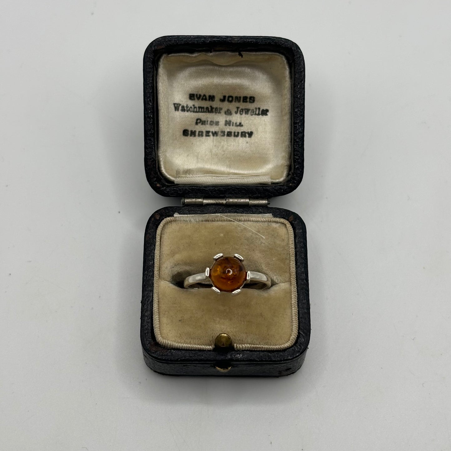 Silver Amber Ring