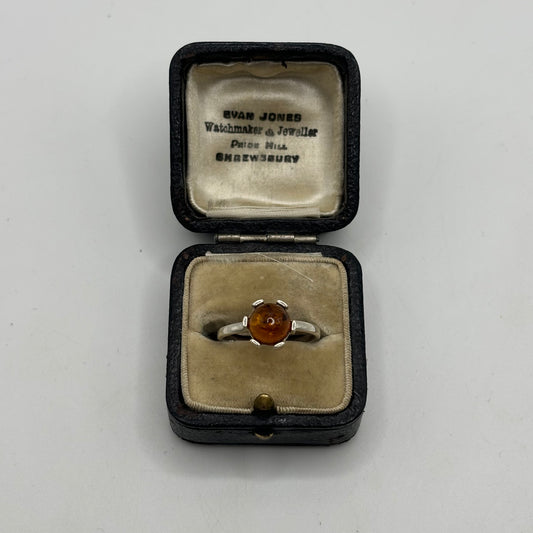 Silver Amber Ring