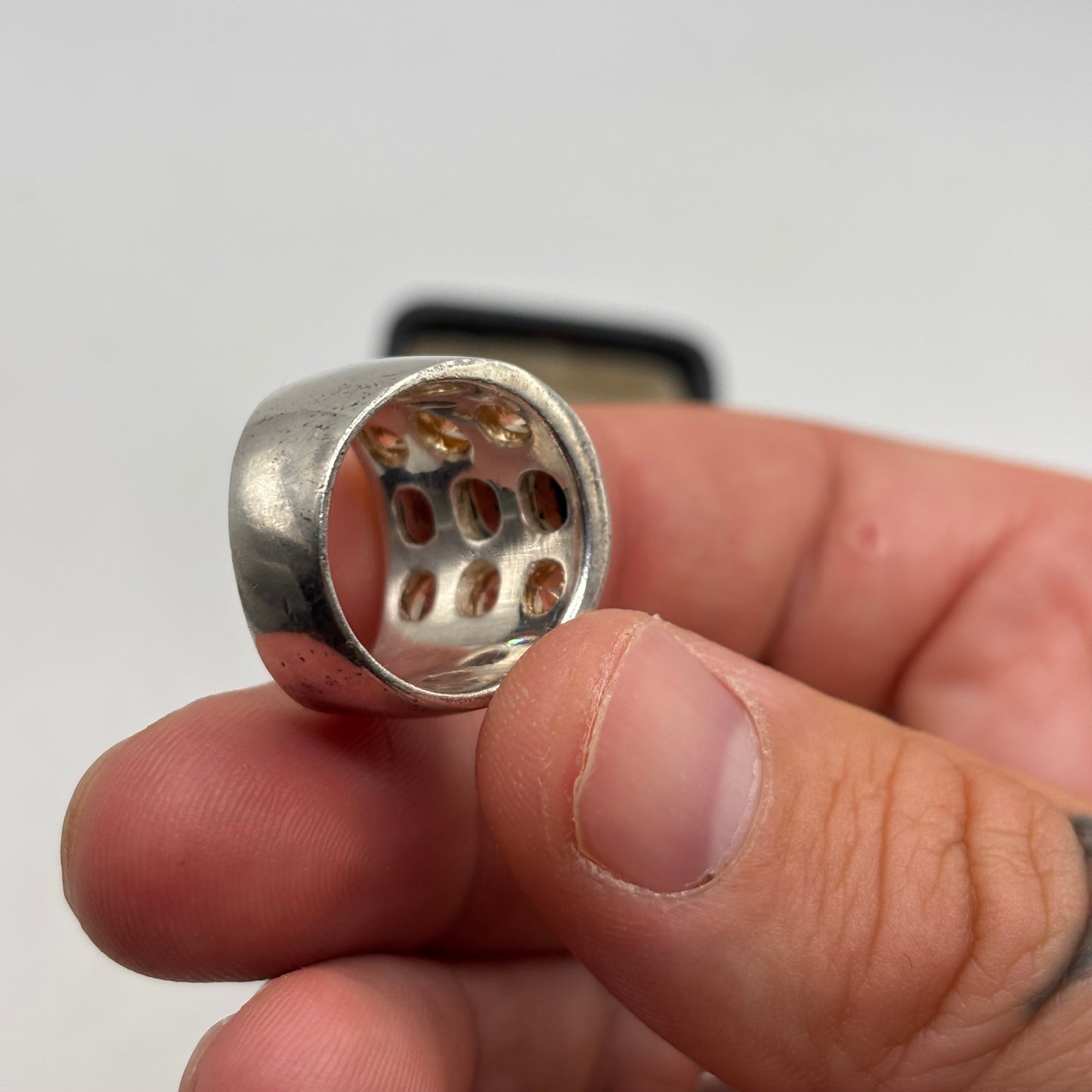 Silver Heavy Citrine & Topaz Ring (N)