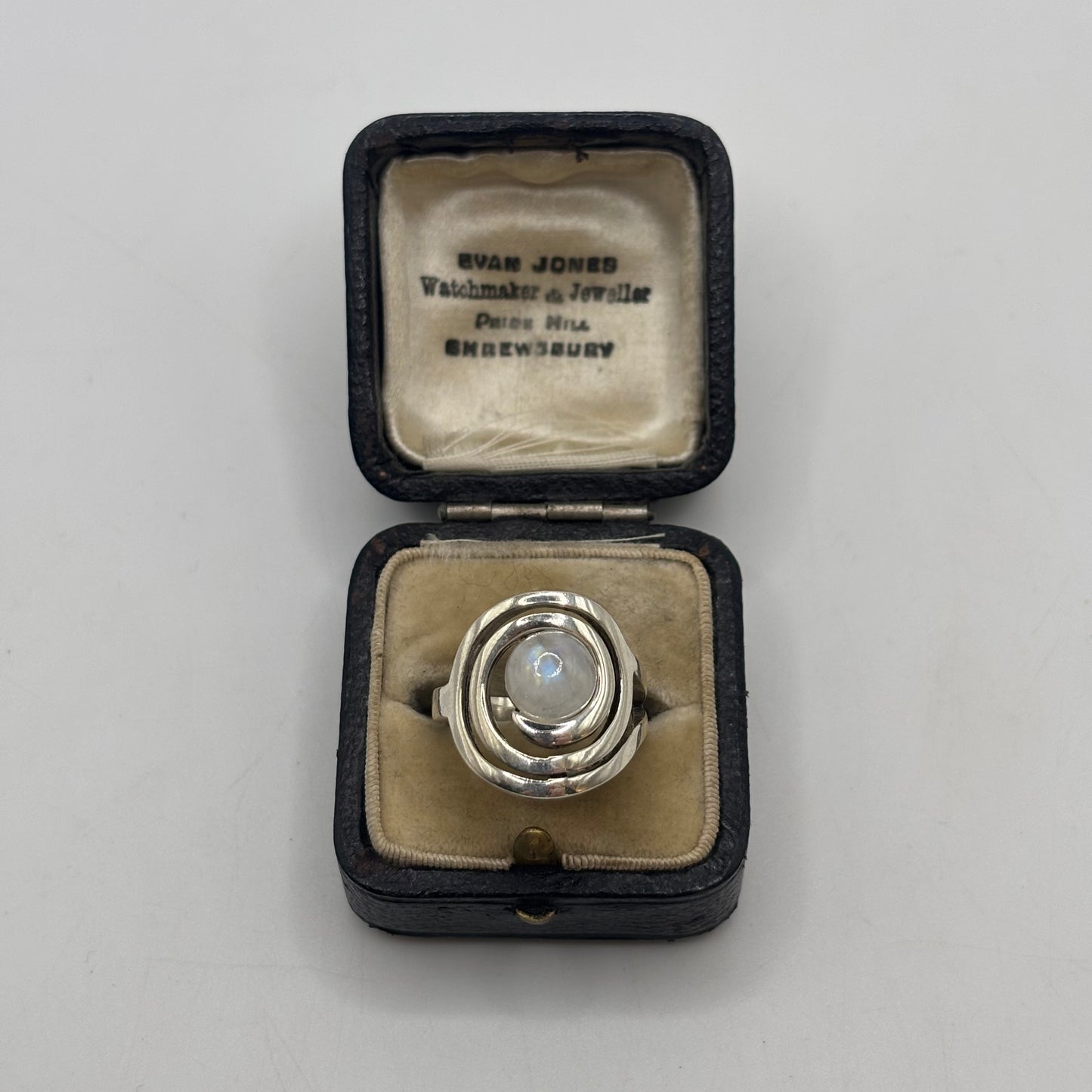 Silver Moonstone Swirl Ring