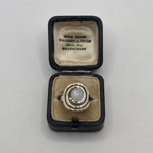 Silver Moonstone Swirl Ring