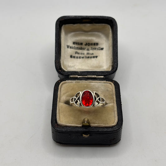 Silver Red Stone Ring