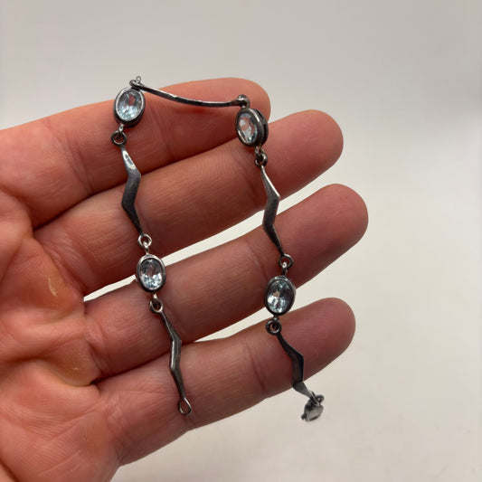 Silver 7.5” Blue Topaz Bracelet