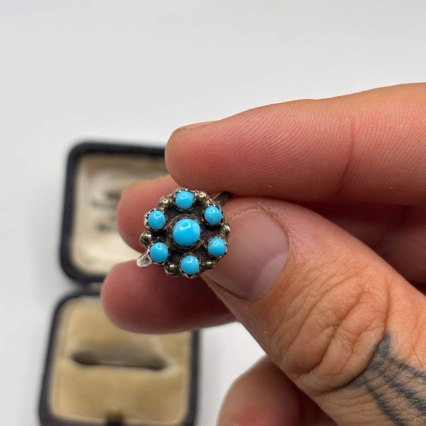 Silver Zuni Snake Eye Turquoise Ring