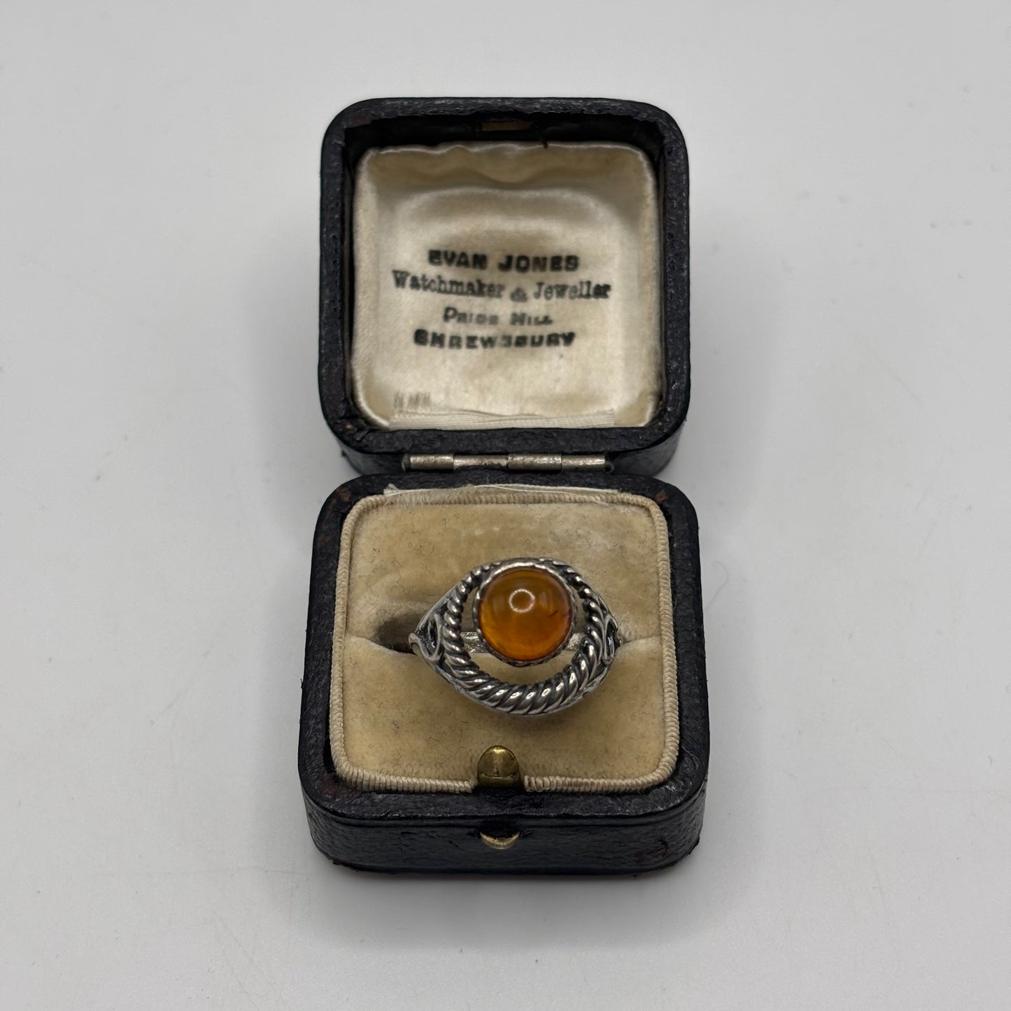 Silver Amber Ring