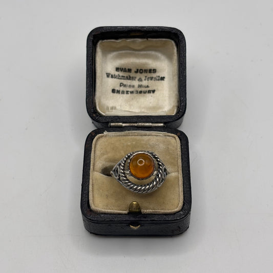 Silver Amber Ring