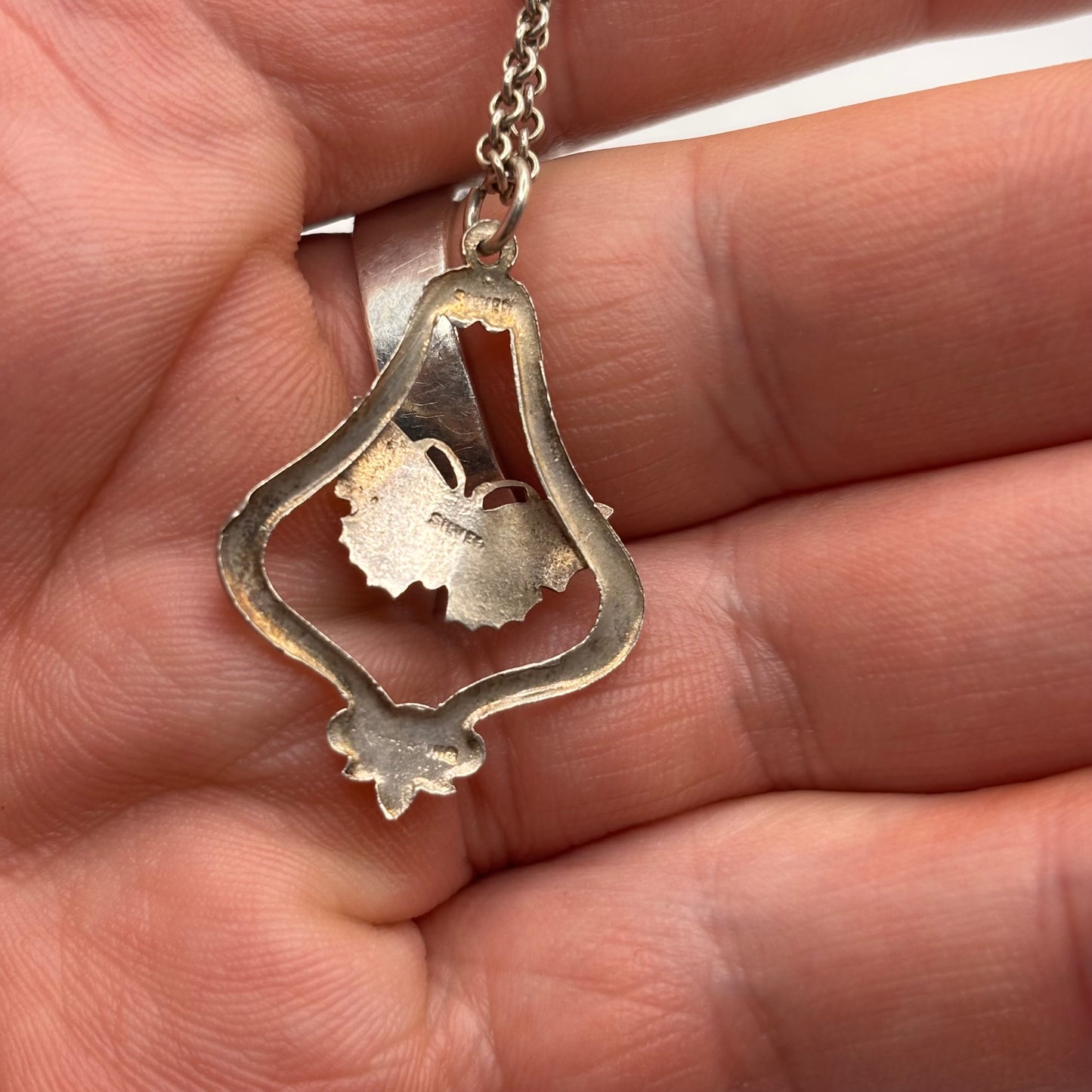 Silver 18” Art Deco Butterfly Enamel Necklace