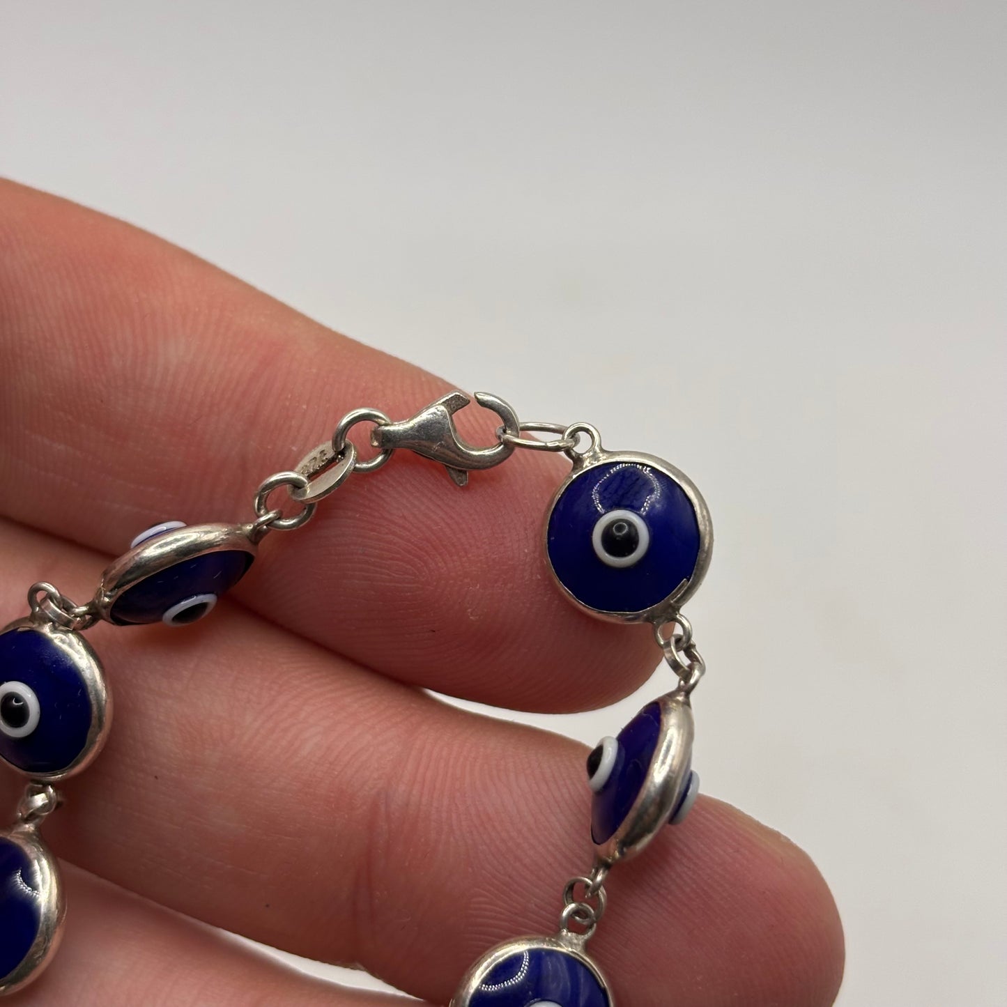 Silver 7” Evil Eye Bracelet