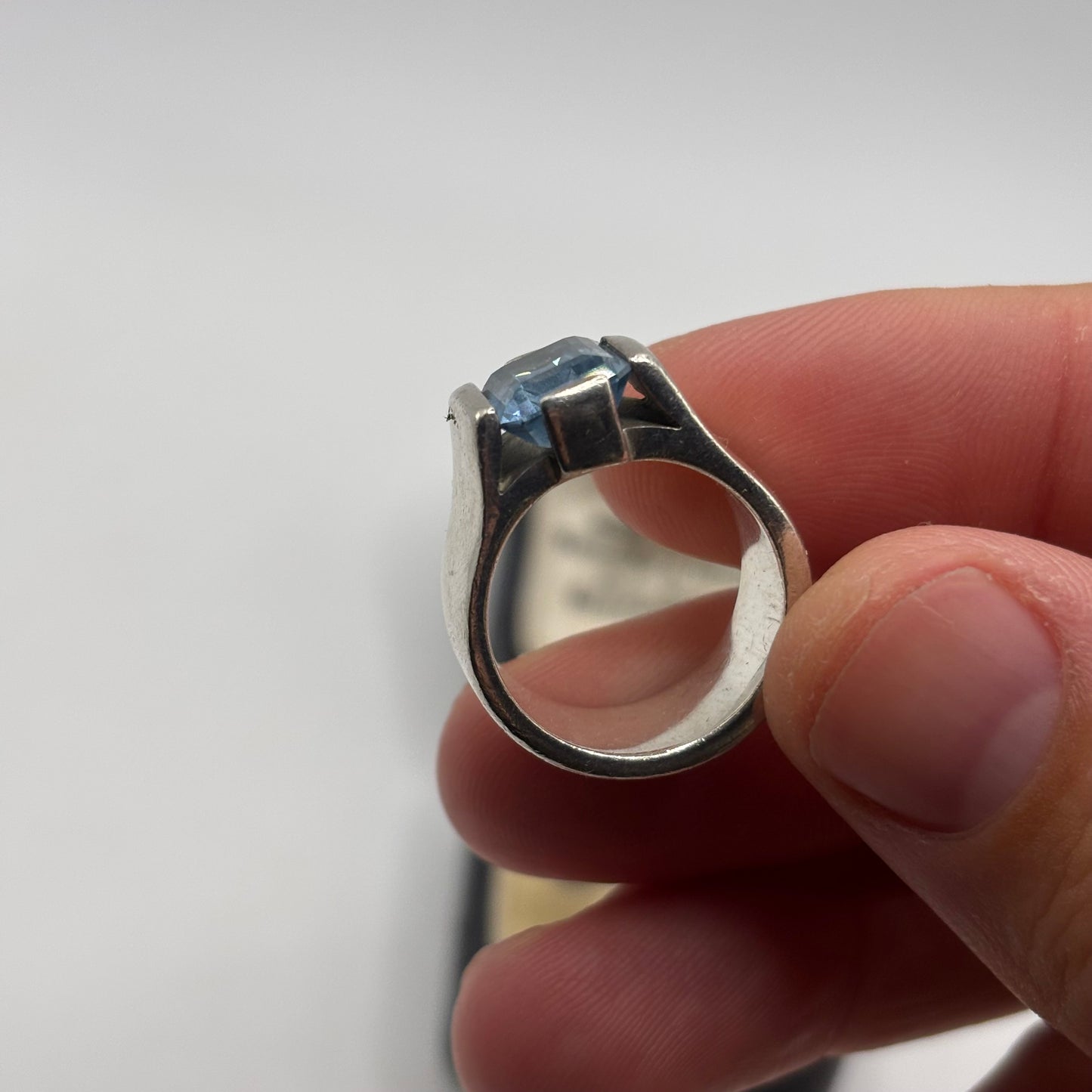 Silver Heavy Blue Topaz Ring (M)
