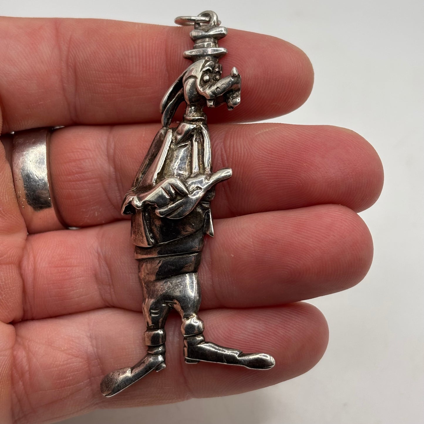 Silver Rare Large Goofy Walt Disney Pendant