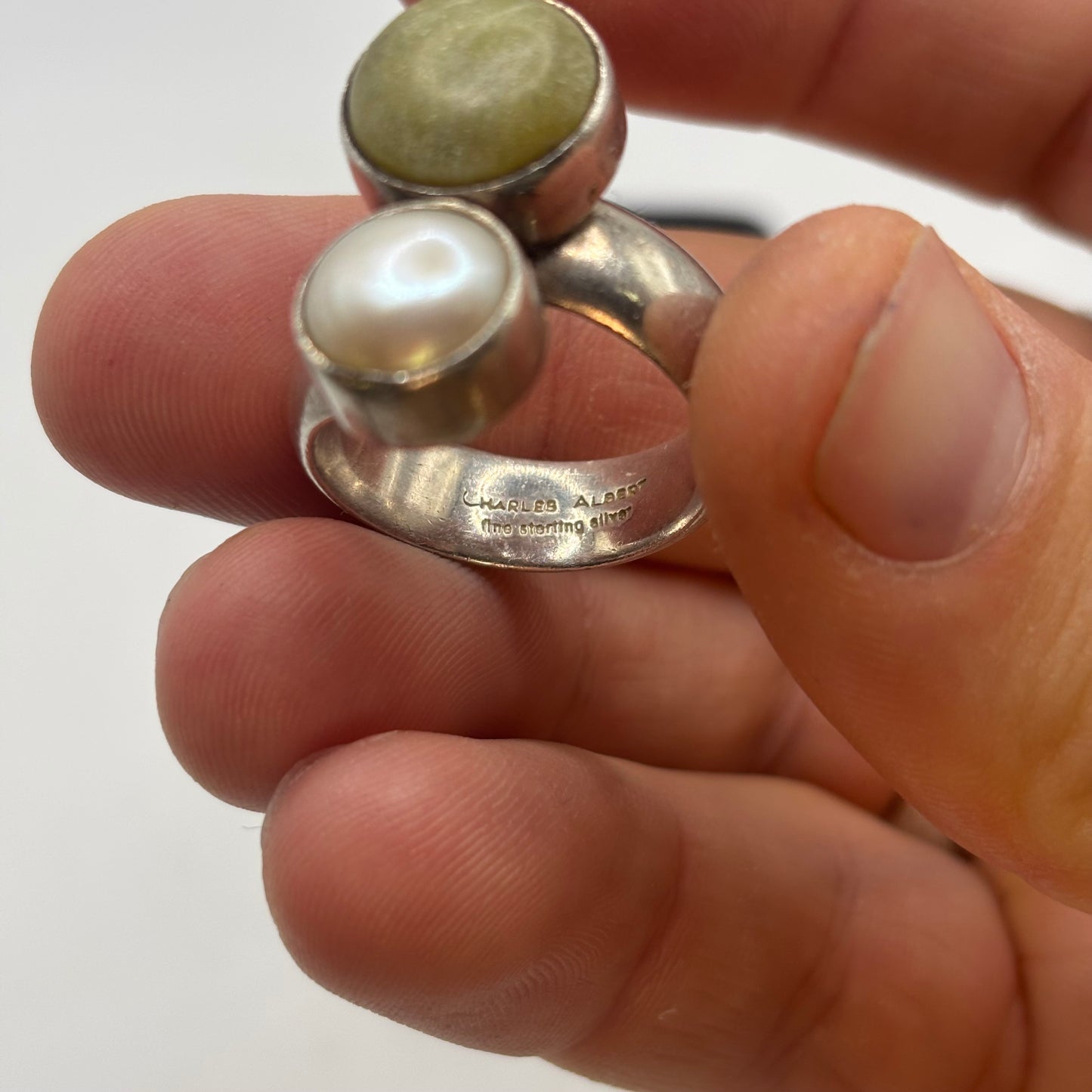 Silver Chunky Designer Pearl Ring