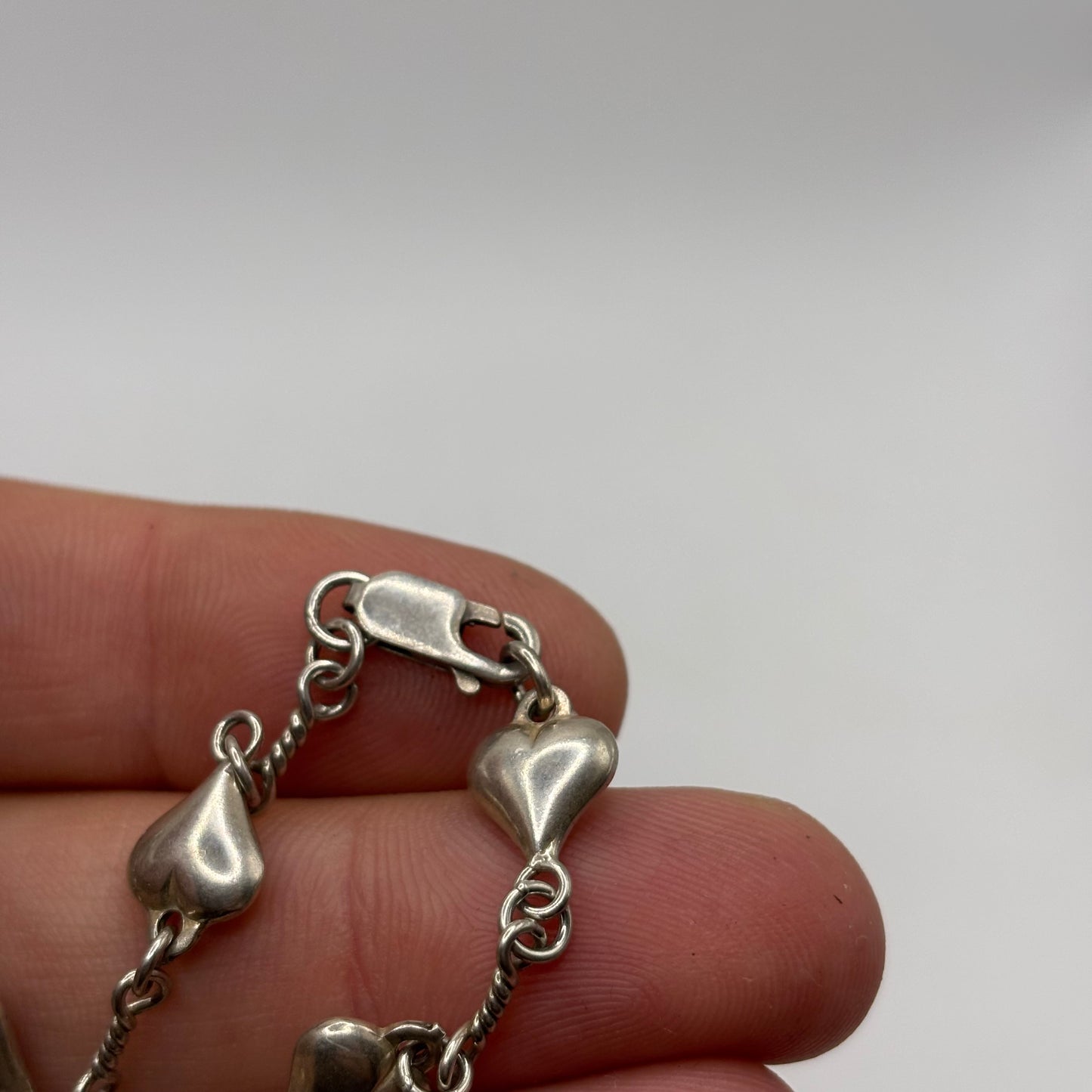 Silver 16” Heart Link Necklace