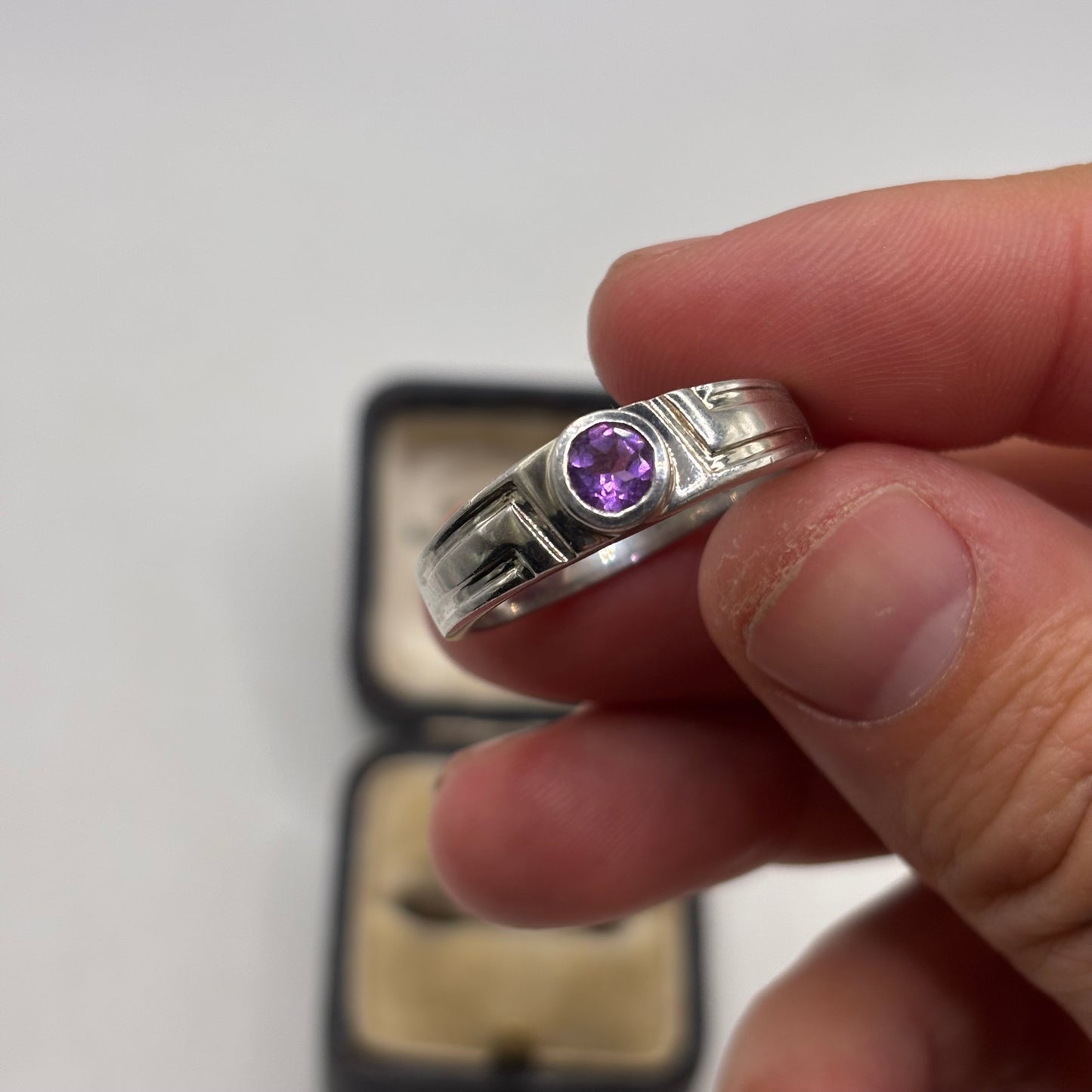 Silver Amethyst Signet Ring (Y)