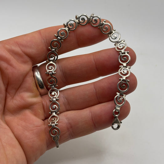 Silver 7.5” Swirl Bracelet